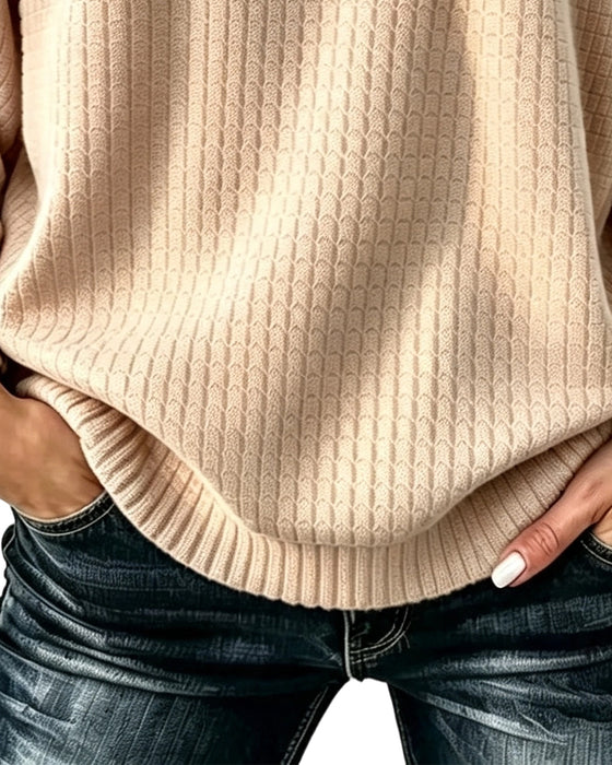 Sweatshirt Rundhals Knapp Solid