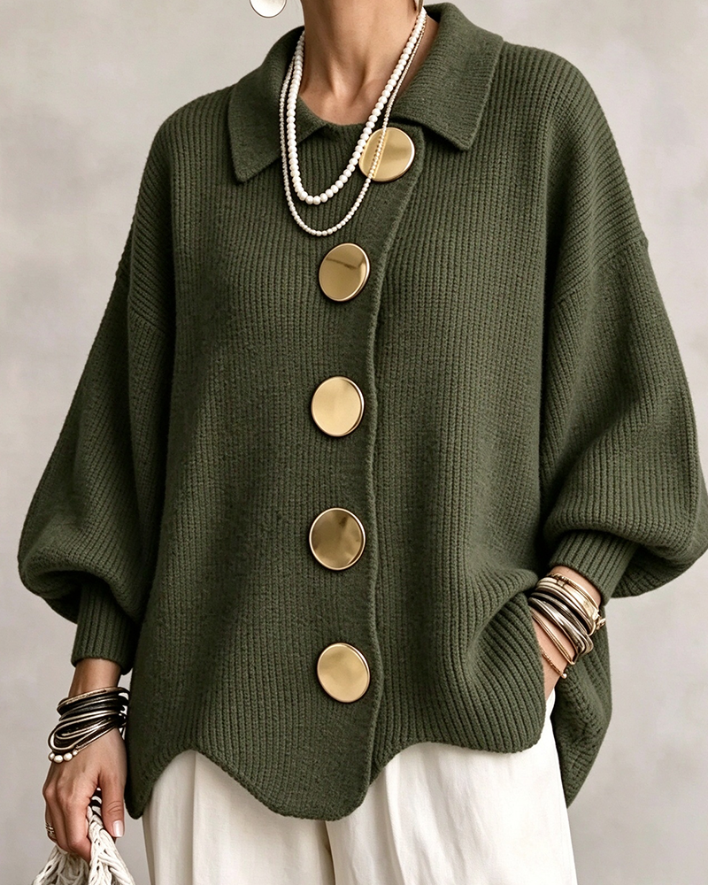 Cardigan Stor Metallknapp Slag
