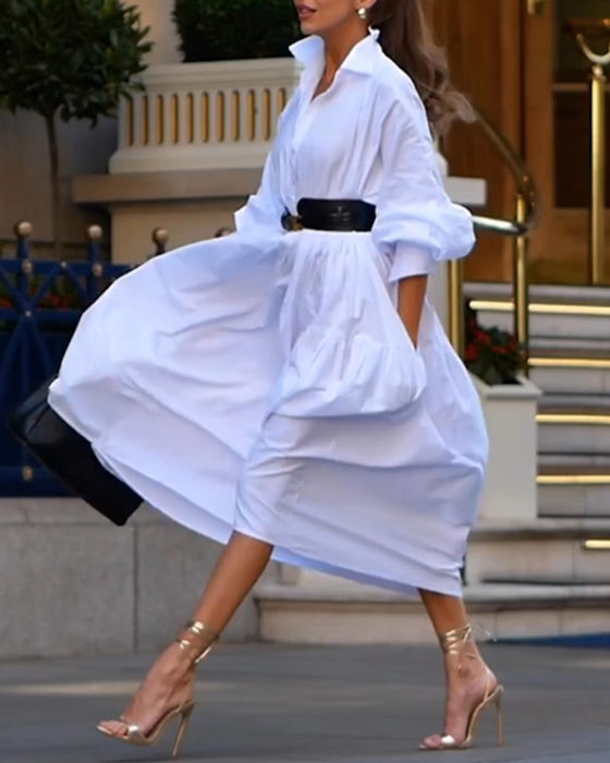 Enfärgad lös och hel casual klänning