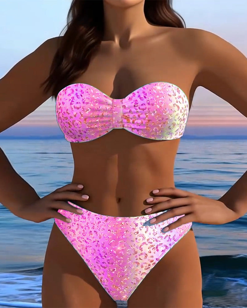 Bikini Leopardmönster Bandeau