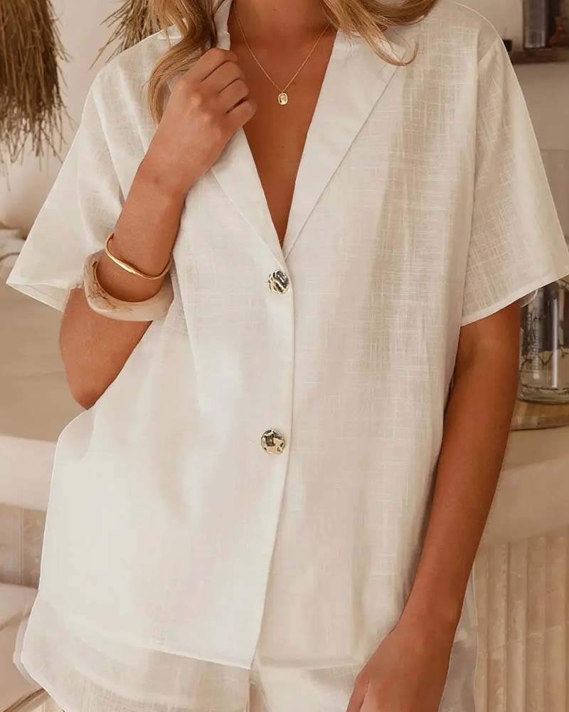 Set V-Neck Knäppt Casual