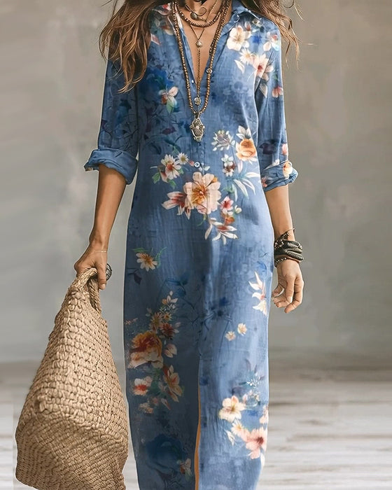 Klänning Blommig Tryck Maxi