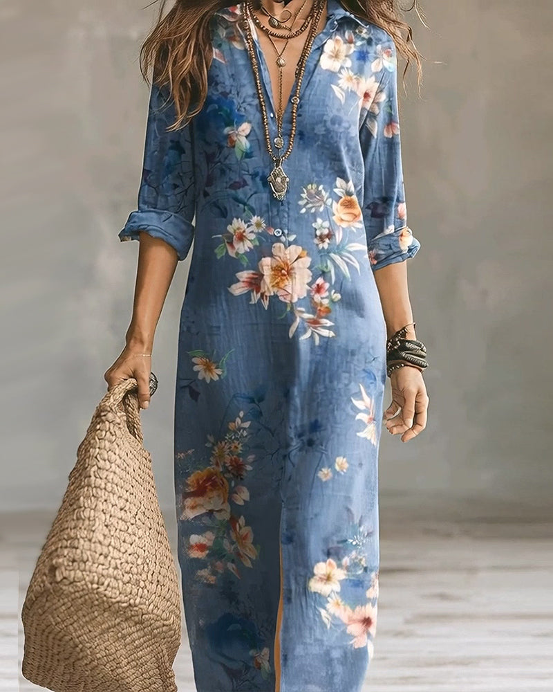 Klänning Blommig Tryck Maxi