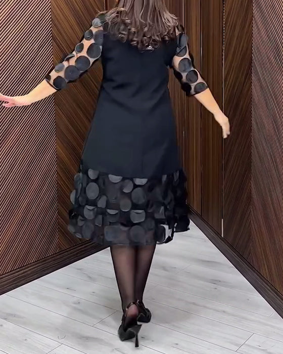 Klänning Nät Sticksöm Modig Rund Halsringning