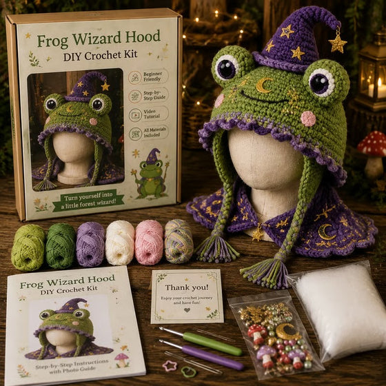 🐉✨ Fantasy Hood Hat DIY Crochet Kit 🧶🎭✨