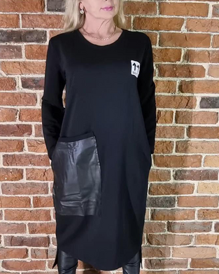 Klänning Lös Plusstorlek Pu-Paneler