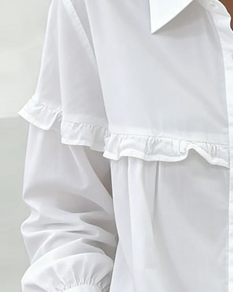 Damblus avslappnad volang i enfärgad