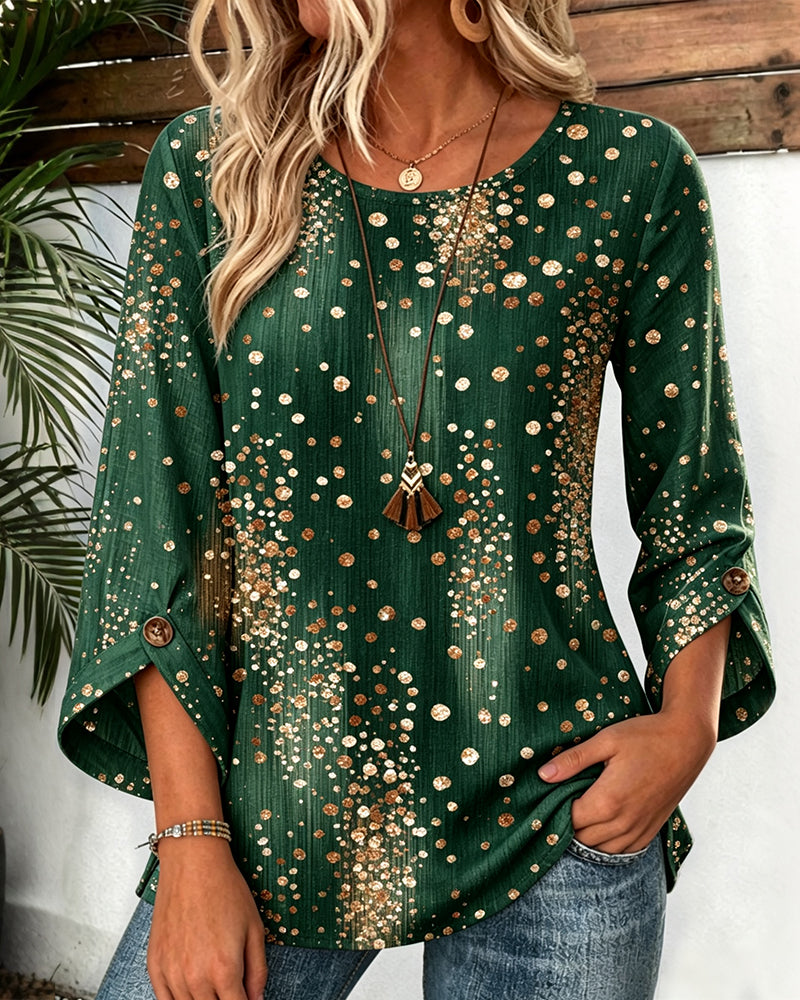 Blus Rundhalsad Polka Dot