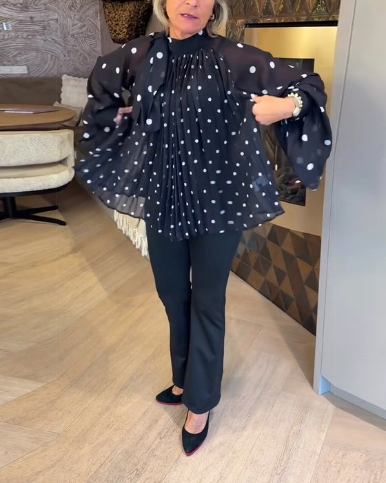 Långärmad Blus Med Ballongärmar Och Band