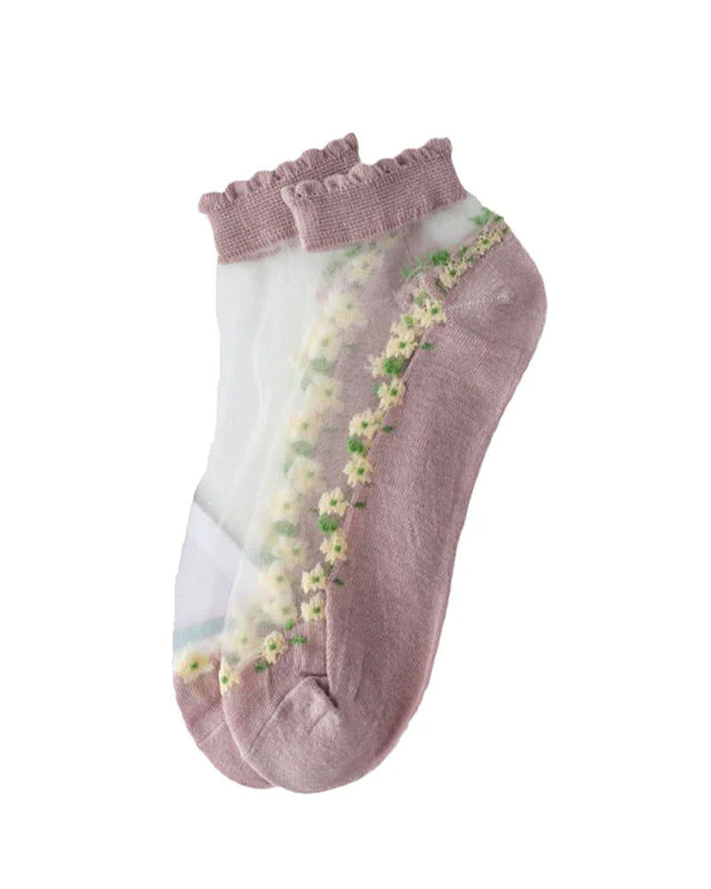 Sommar Blommig Andningsbar Sockor