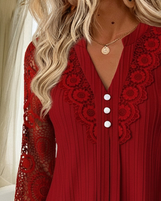 Klänning Spets Lapparbete V-ringning