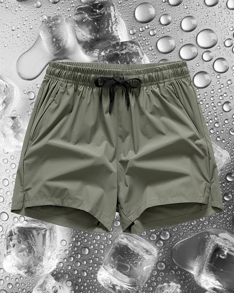 Shorts Män Elastisk Midja Ficka Snabbtorkande Is-Silke Sport