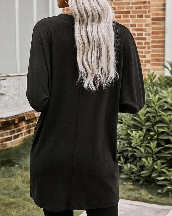 T-Shirt Lång Ärm Casual Ficka