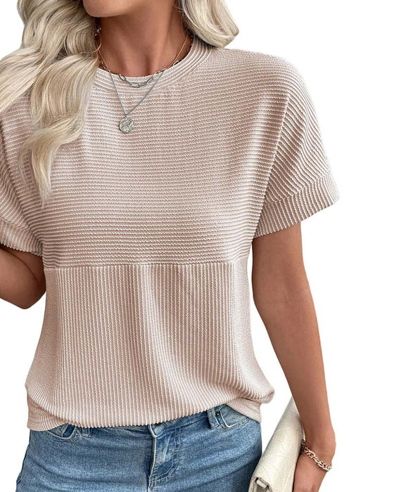 T-Shirt Randig Kort Ärm Rund Hals