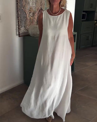 Klänning Ärmlös Lössittande Draperad Lång