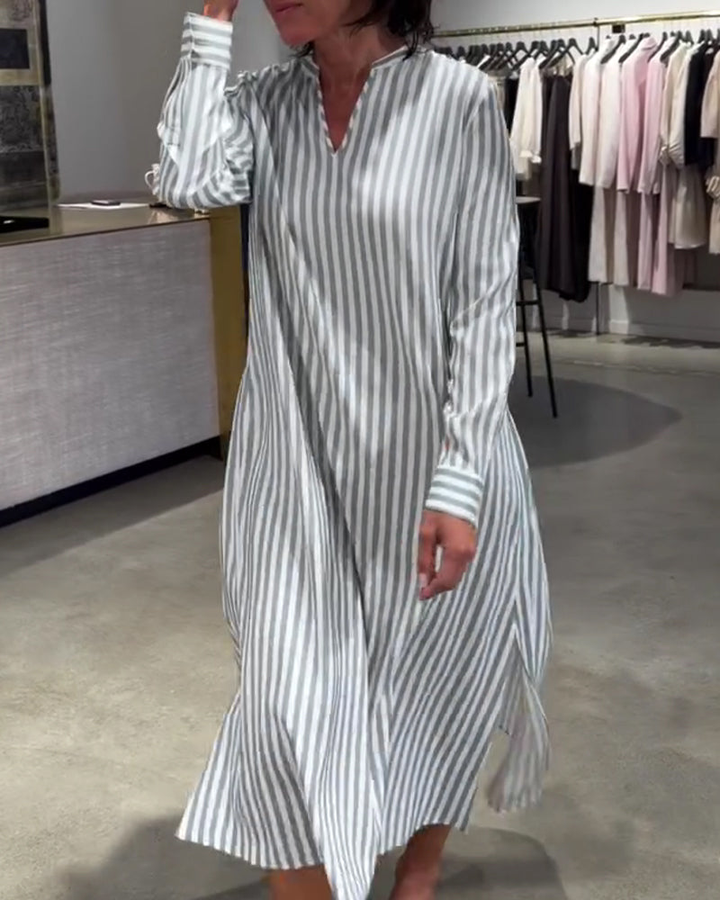 Klänning Randig Sidoslits Maxi