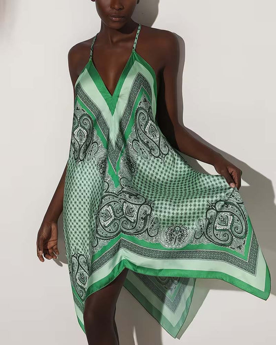 Klänning Oregelbunden Draperad Tryck