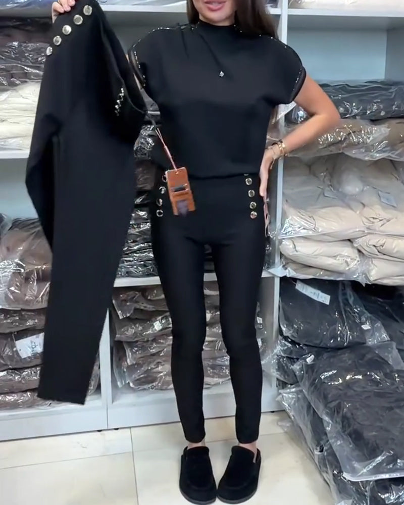 Stilfulla Byxor Med Knappgylf Och Stretch