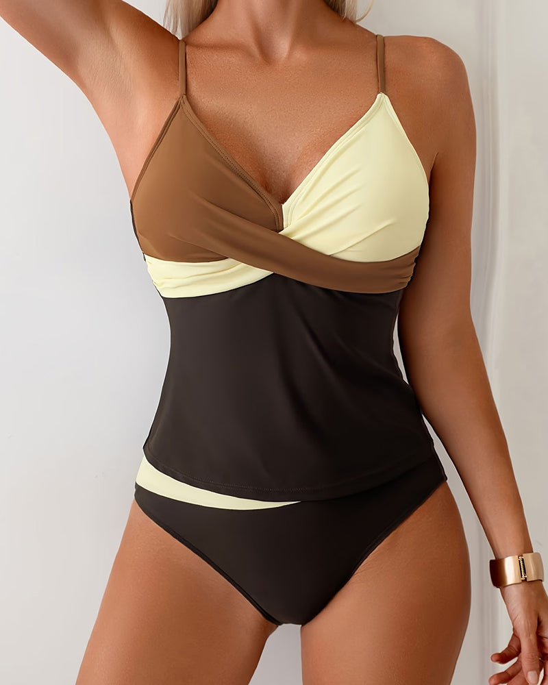 Tankini Hög Midja Färgblock