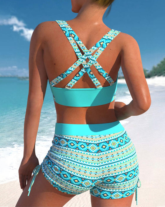 Tryckta shorts bikini set