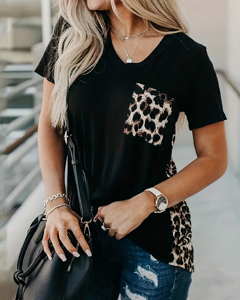 T-Shirt Leopard Tryck Kortärmad