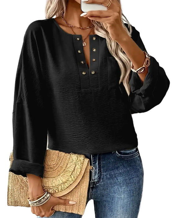 Blus Solid Casual Lång Ärm