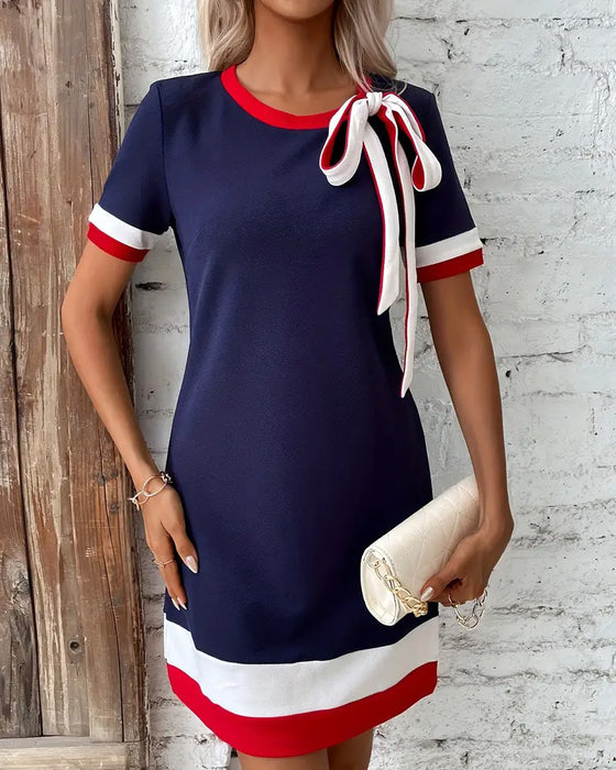 Klänning Kortärmad Kontrastband