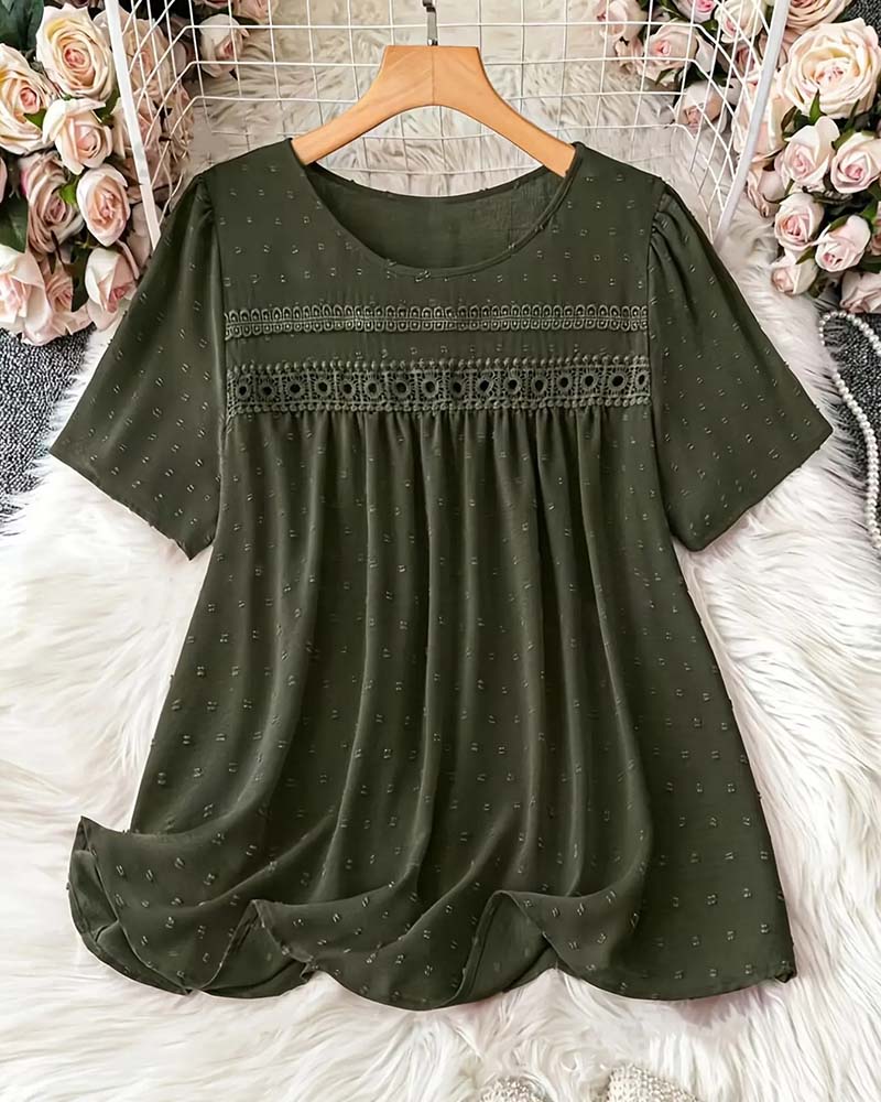 Blus Rundhalsad Mode Casual