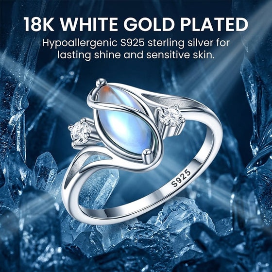 Oval månsten geometrisk ring