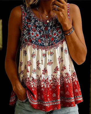 Tank Top Ärmlös Rundhalsad Bohemisk