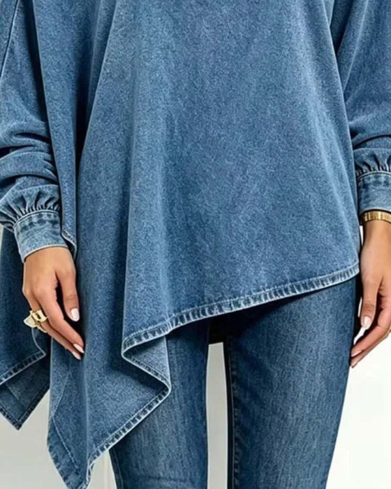 Blus Off-Shoulder Oregelbunden Casual