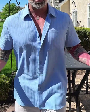 Skjorta Enfärgad Kort Ärm Casual