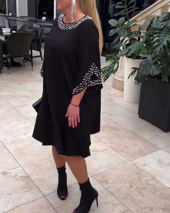 Klänning mode pärlstav lös plus size