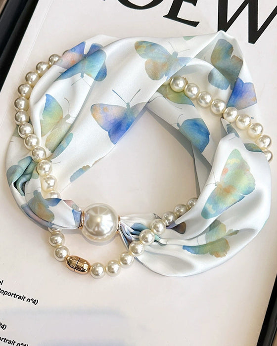 Halsband Lång Pärlprydd Silke