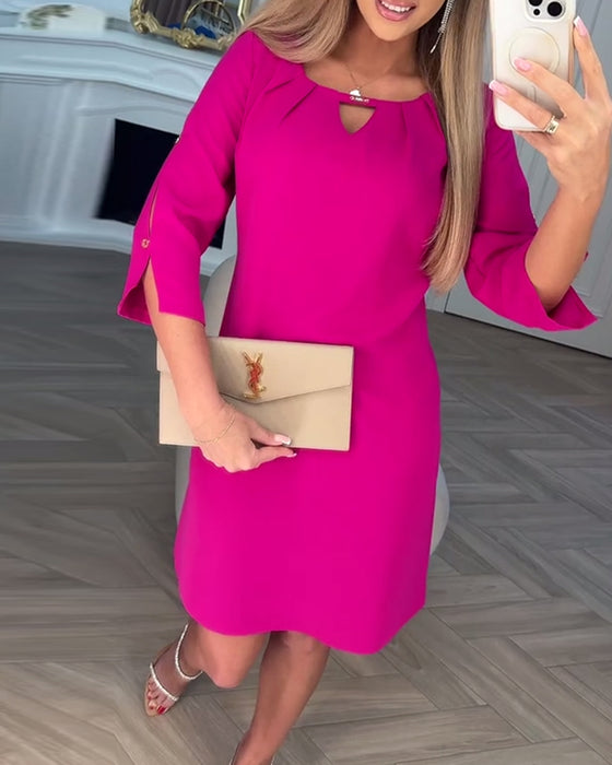 Klänning Elegant Enfärgad Ihålig Rak