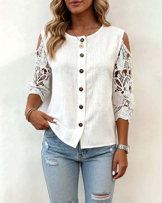 Blus Urklipp Off-Shoulder Knapp