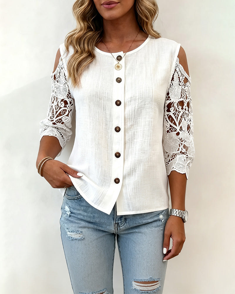 Blus Urklipp Off-Shoulder Knapp