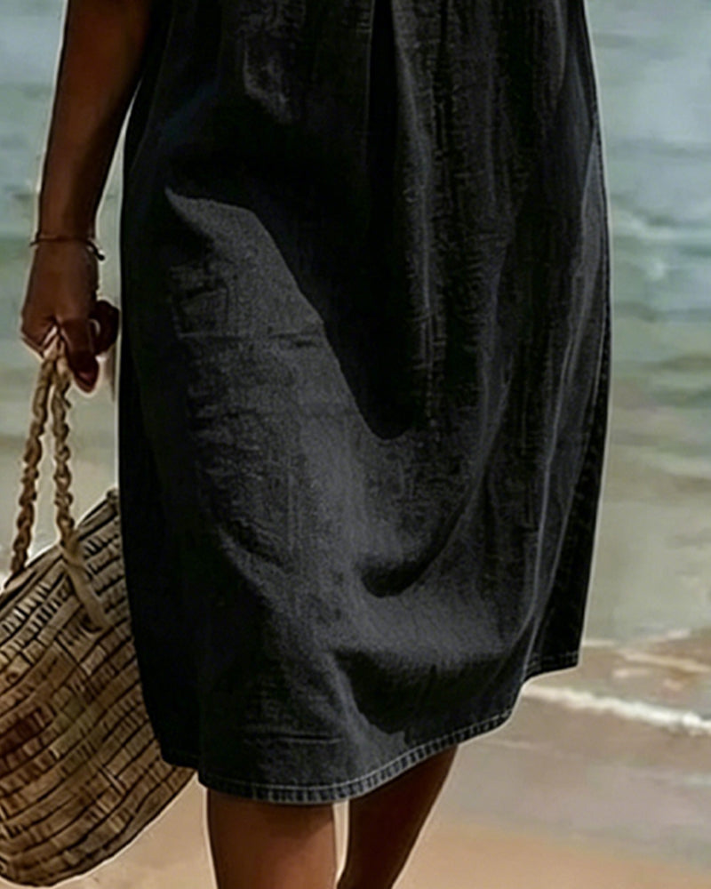 Klänning Lotus Blad Ärmar Jeans