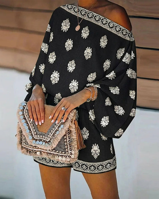 Set Dam 2 Delar Outfit Boho Topp Och Shorts