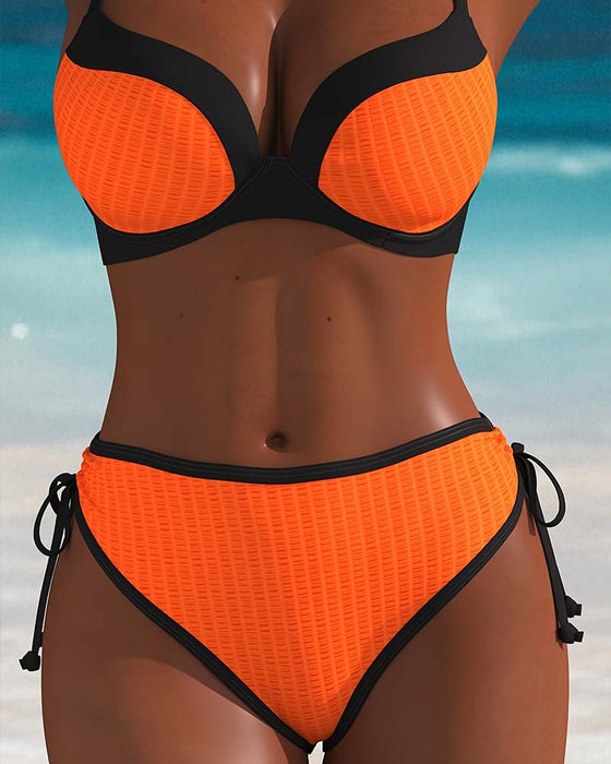 Bikini Kontrastfärg Push-Up Dragsko