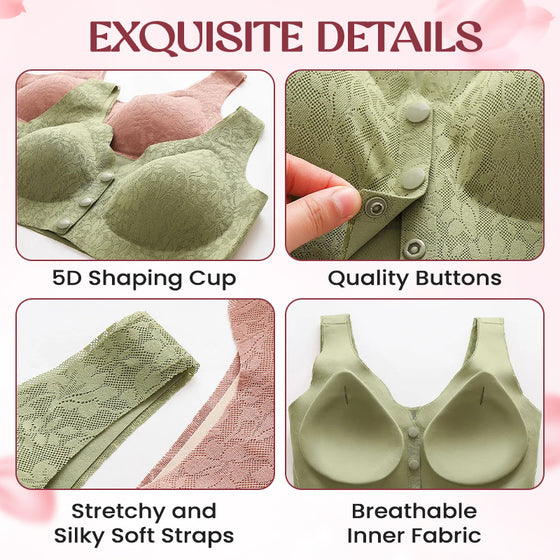 Sömlös Spets-BH med Full Täckning och Främre Knäppning