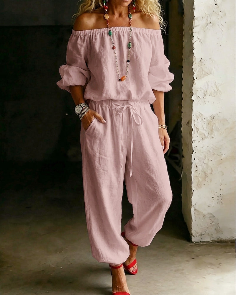 Hoppdräkt Off-Shoulder Knyt Midja Snörd Midja