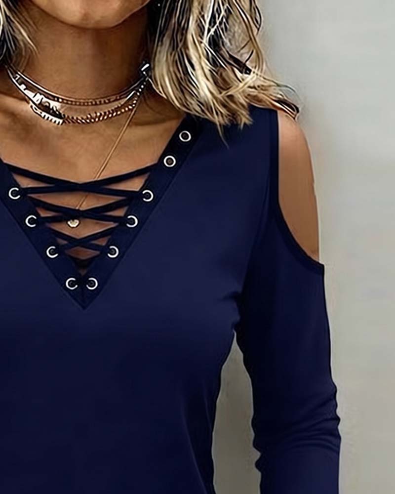 Topp Off-Shoulder Kors Lång Ärm