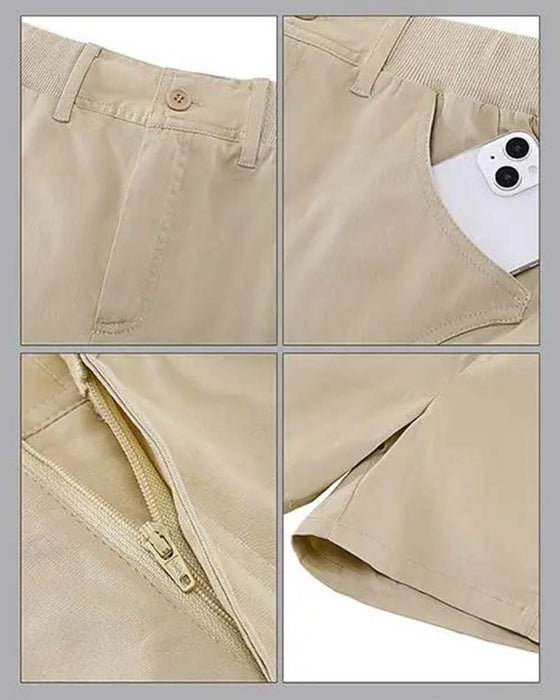 Shorts Med Fickor Knappar Enfärgad