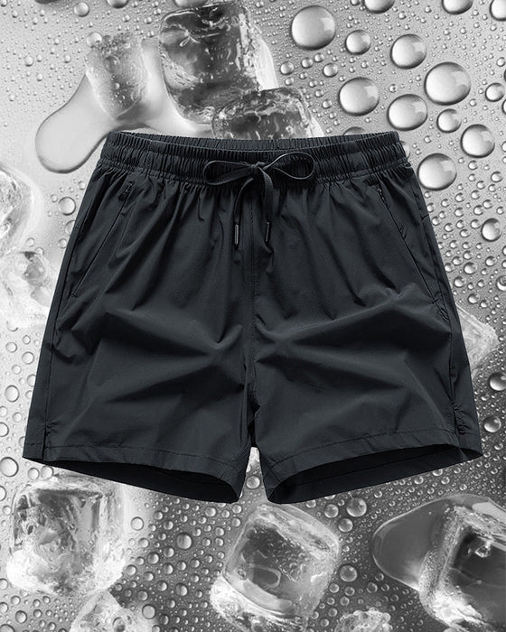 Shorts Män Elastisk Midja Ficka Snabbtorkande Is-Silke Sport