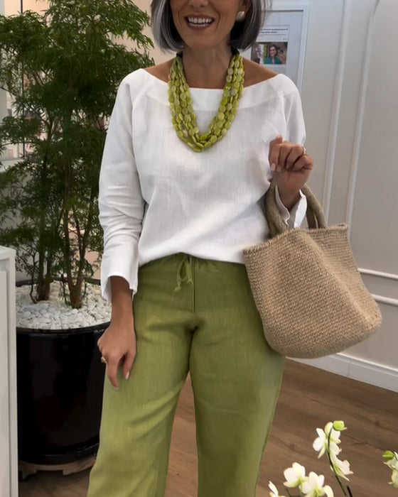 Vidsträckta Byxor Med En Färg, Relaxad Stil Och Dragkedja