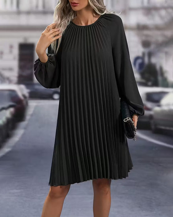 Klänning Mode Enfärgad Plisserad