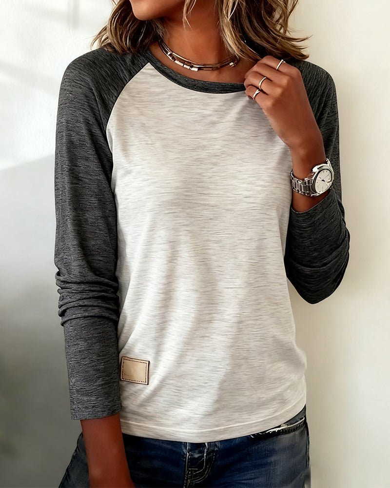 Top Långärmad Färgblockad Raglanärm