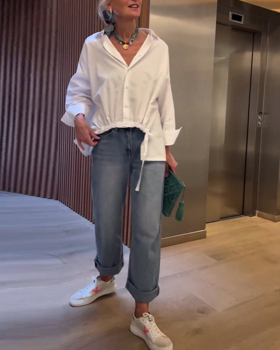 Pendlande enfärgad kavajtopp