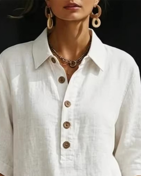 Tvådelad Set Skjortkrage Halvknäppning Casual